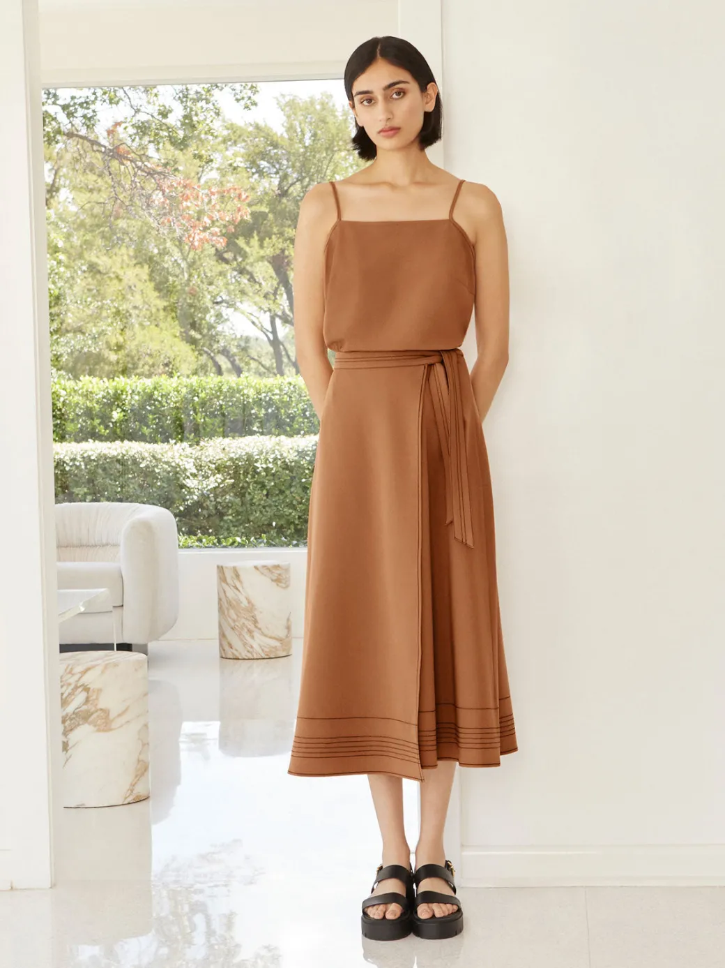 Square Neck Cami - Woven Twill|Misook Discount