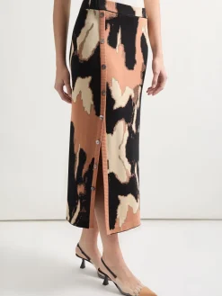 Straight Jacquard Soft Knit Midi Skirt|Misook Hot