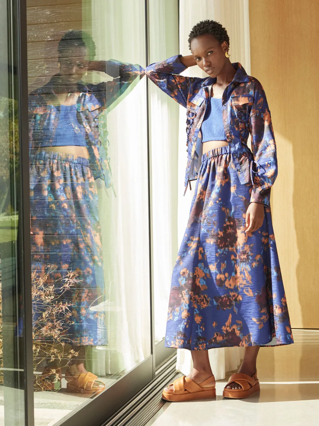 Structured Corset Laced Printed Woven Jacket|Misook Best