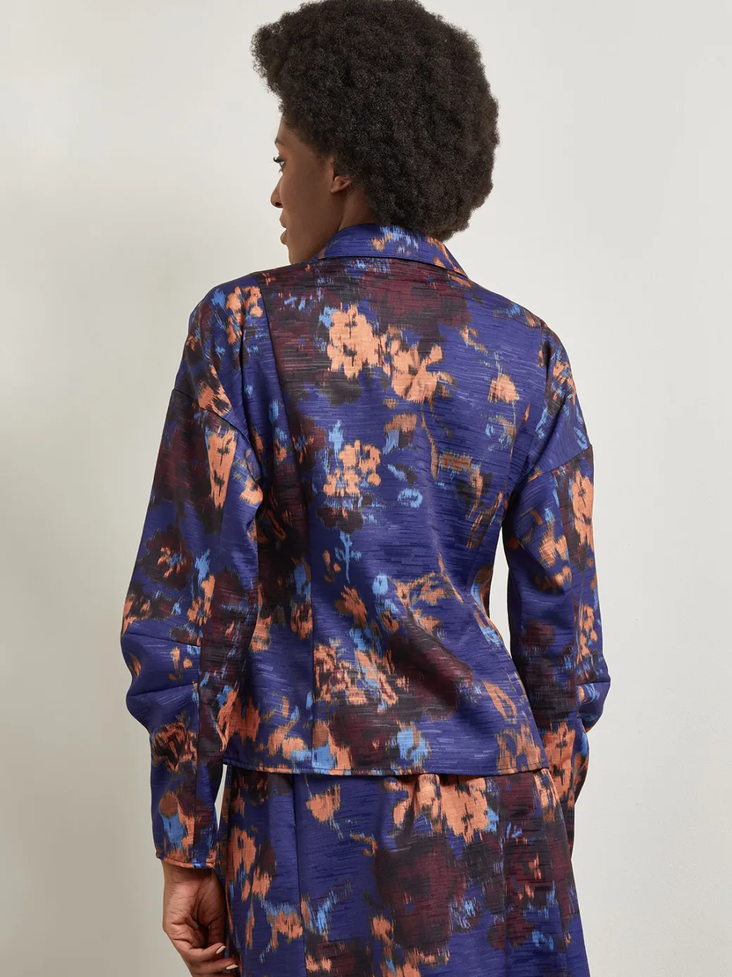 Structured Corset Laced Printed Woven Jacket|Misook Best