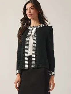 Studded Open Neck Jacket|Misook Outlet