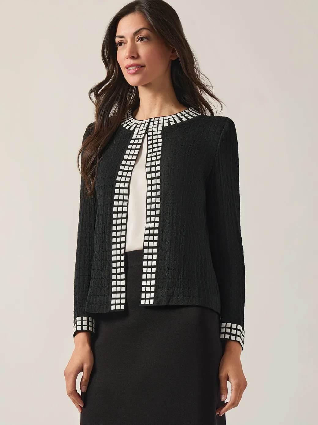 Studded Open Neck Jacket|Misook Outlet