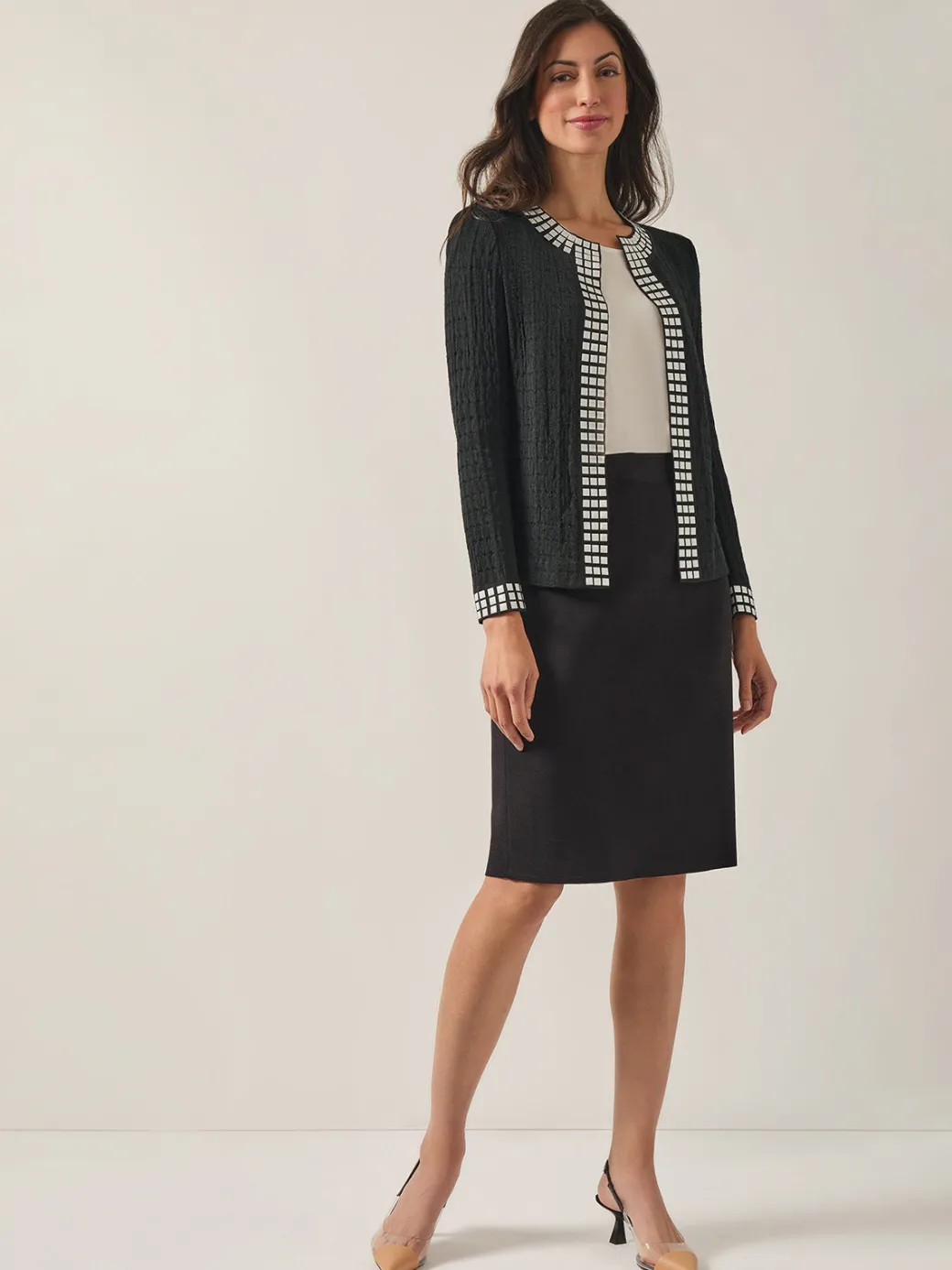 Studded Open Neck Jacket|Misook Outlet