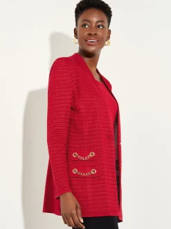 Tailored Fit Chain Detail Textured Knit Blazer|Misook Outlet