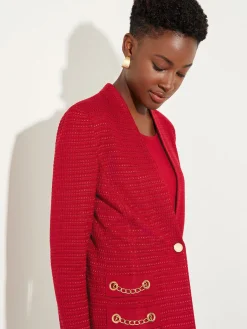 Tailored Fit Chain Detail Textured Knit Blazer|Misook Outlet