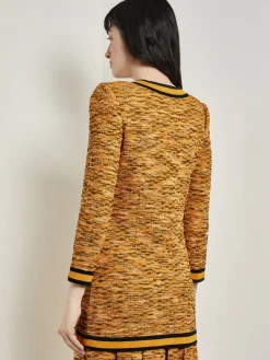 Tailored Fit Jacket - Contrast Trim Tweed Knit|Misook Fashion