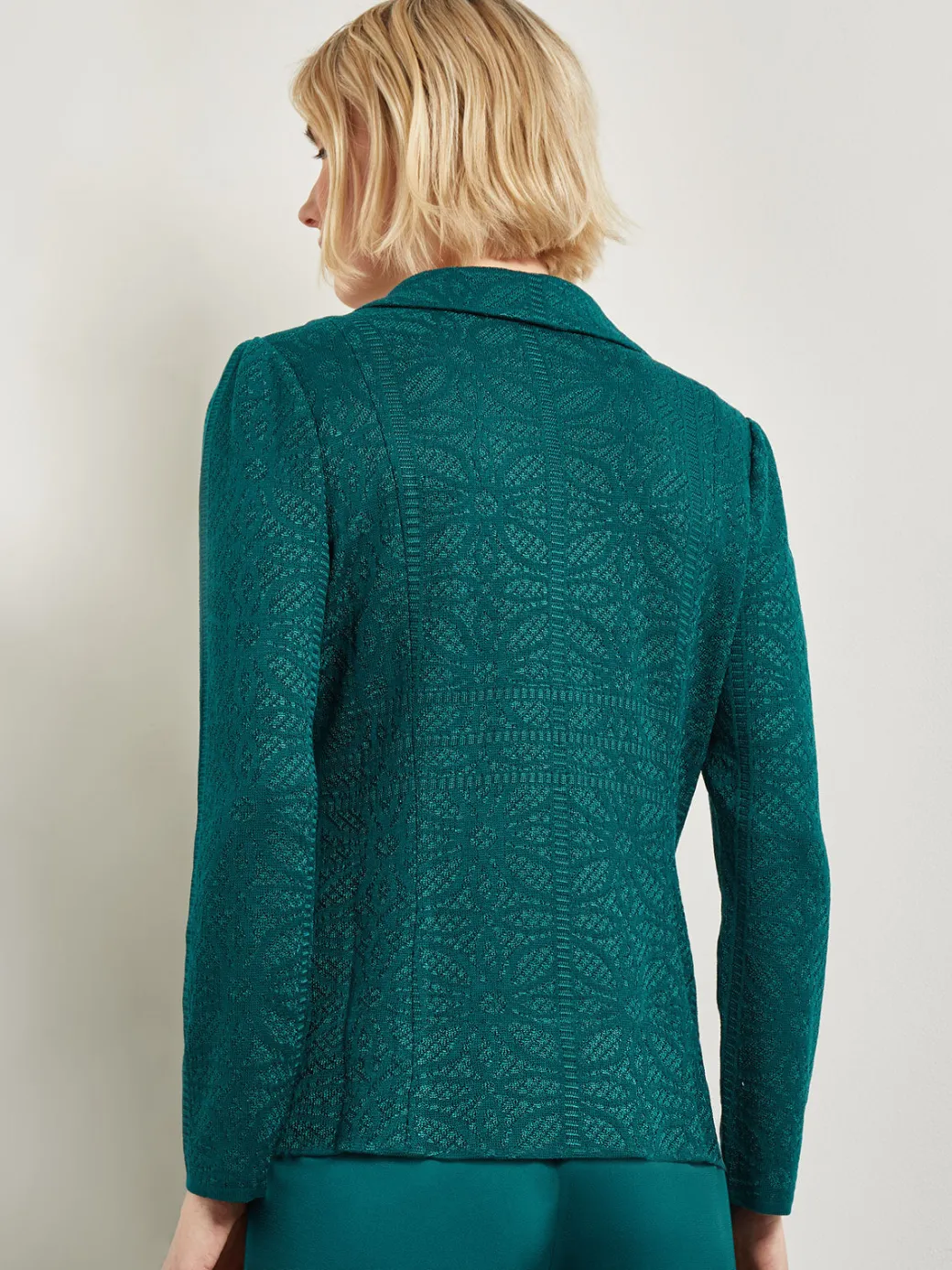 Tailored Fit Jacket - Detailed Jacquard Knit|Misook New