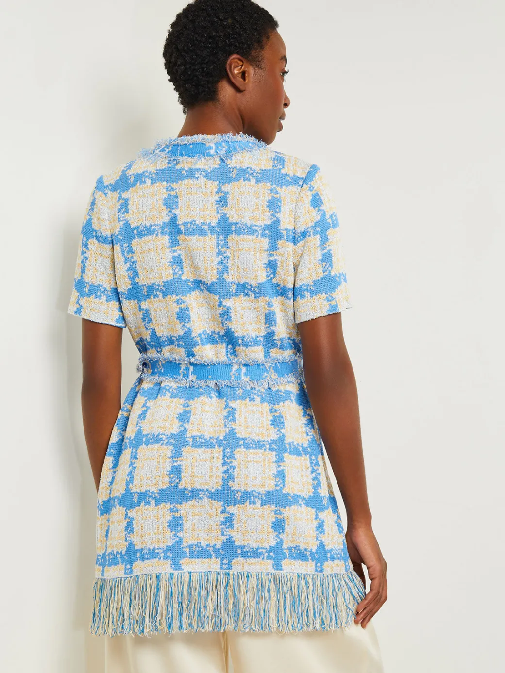 Tailored Fit Jacket - Windowpane Tweed Knit|Misook Fashion