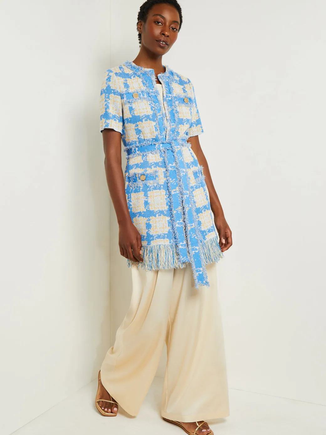 Tailored Fit Jacket - Windowpane Tweed Knit|Misook Fashion