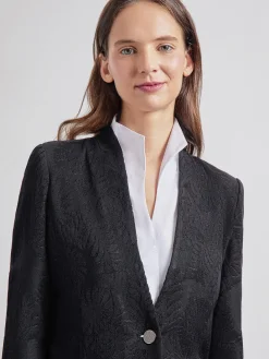 Tailored Fit One-Button Jacquard Knit Jacket|Misook Outlet