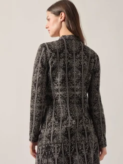 Tailored Fit Two-Tone Jacquard Knit Jacket|Misook Hot