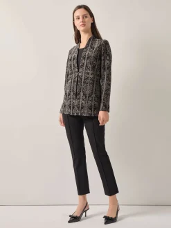 Tailored Fit Two-Tone Jacquard Knit Jacket|Misook Hot