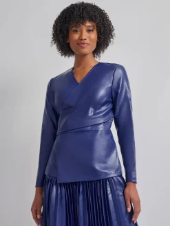 Tailored Fit Vegan Leather Tie Back Jacket|Misook Sale