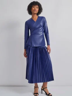 Tailored Fit Vegan Leather Tie Back Jacket|Misook Sale