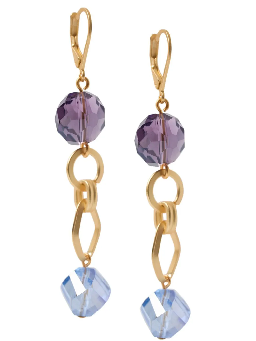 Tanzanite and Light Blue Crystal Earrings|Misook Clearance
