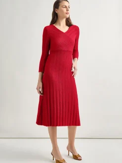 Textural Stripe Knit Midi Dress|Misook Online
