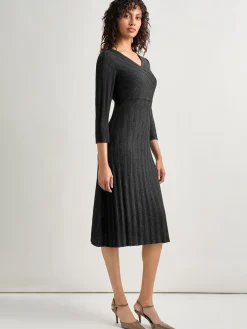 Textural Stripe Knit Midi Dress|Misook Sale