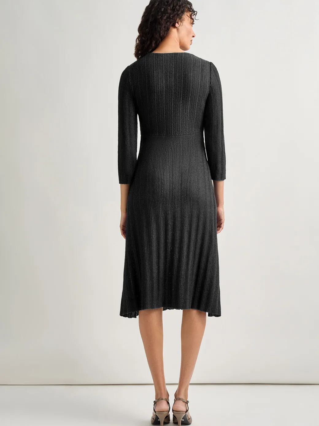 Textural Stripe Knit Midi Dress|Misook Sale