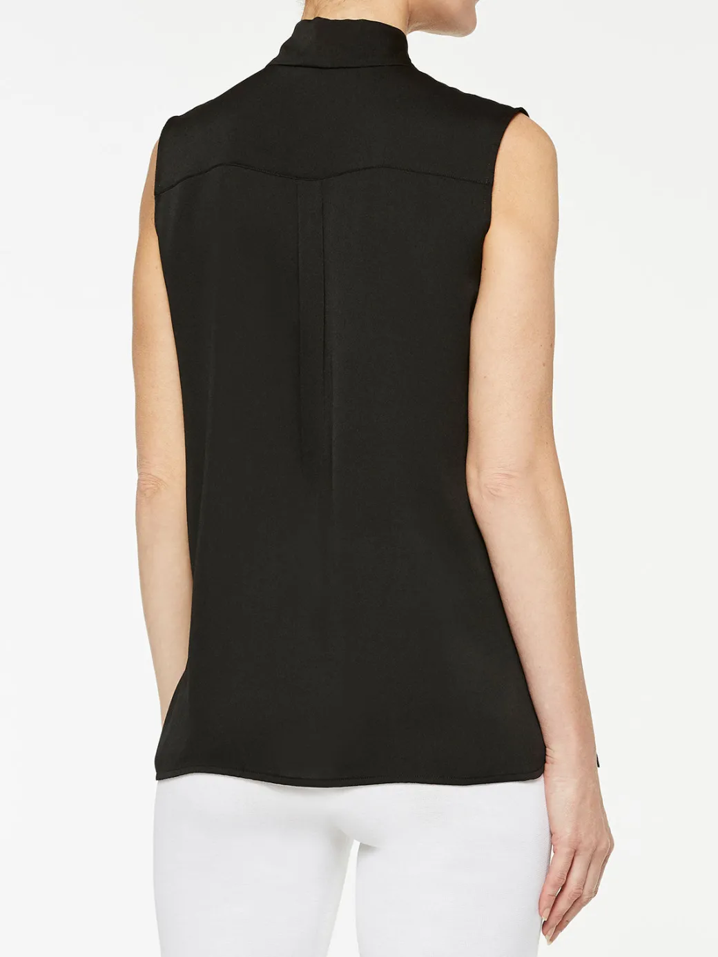 Tie-Neck Crepe de Chine Blouse|Misook Clearance