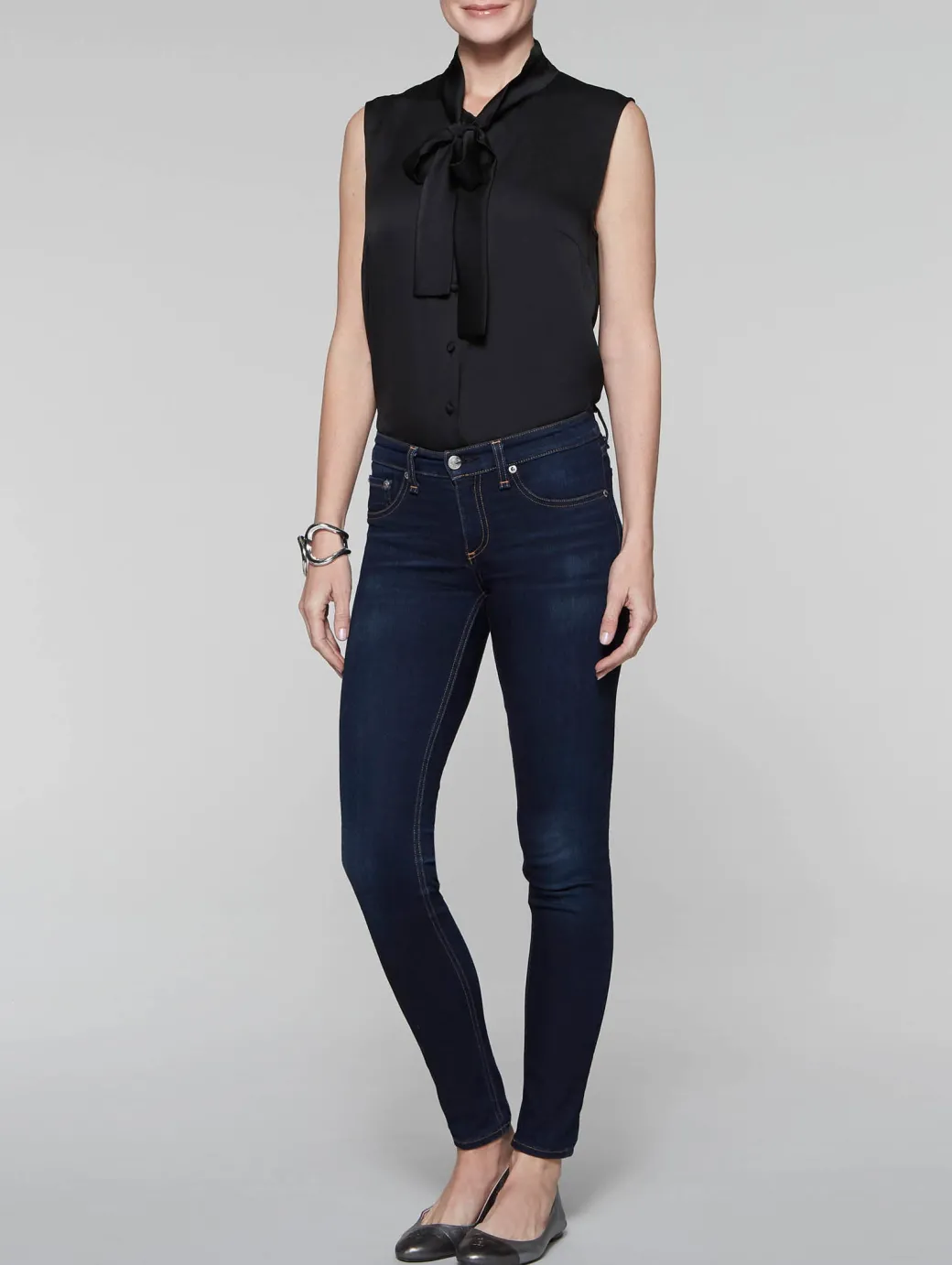 Tie-Neck Crepe de Chine Blouse|Misook Clearance