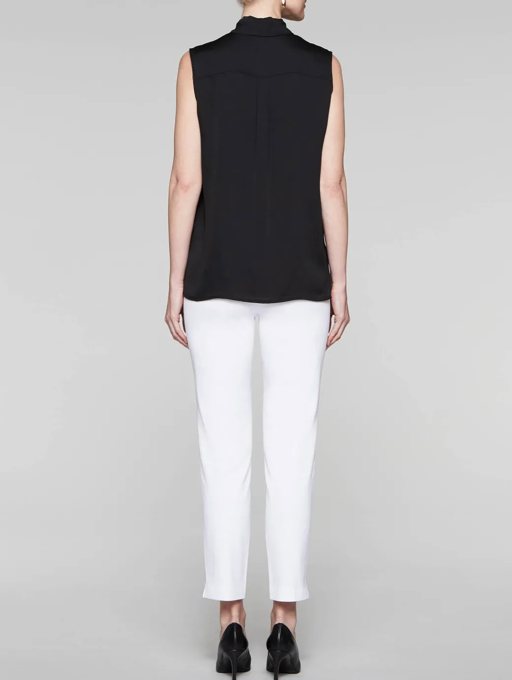 Tie-Neck Crepe de Chine Blouse|Misook Clearance