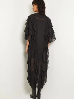 Tiered Ruffle Woven Chiffon Maxi Dress|Misook Hot