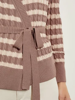 Tie-Waist Striped Soft Knit Tunic|Misook Best