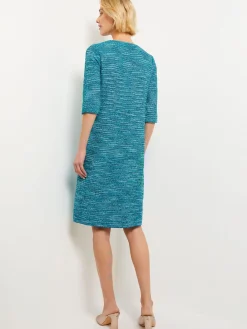 Tweed Knit Shift Dress with Pockets|Misook Online