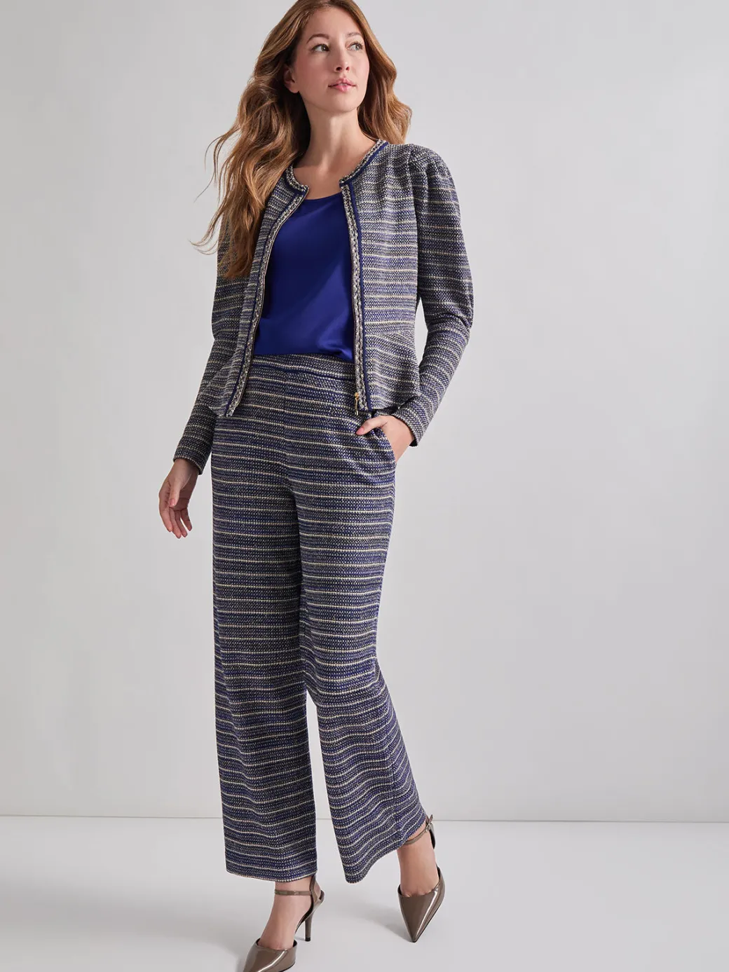 Tweed Knit Straight Leg Pant|Misook Sale