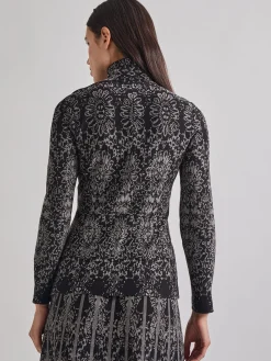 Two-Tone Damask Jacquard Knit Tunic|Misook Online