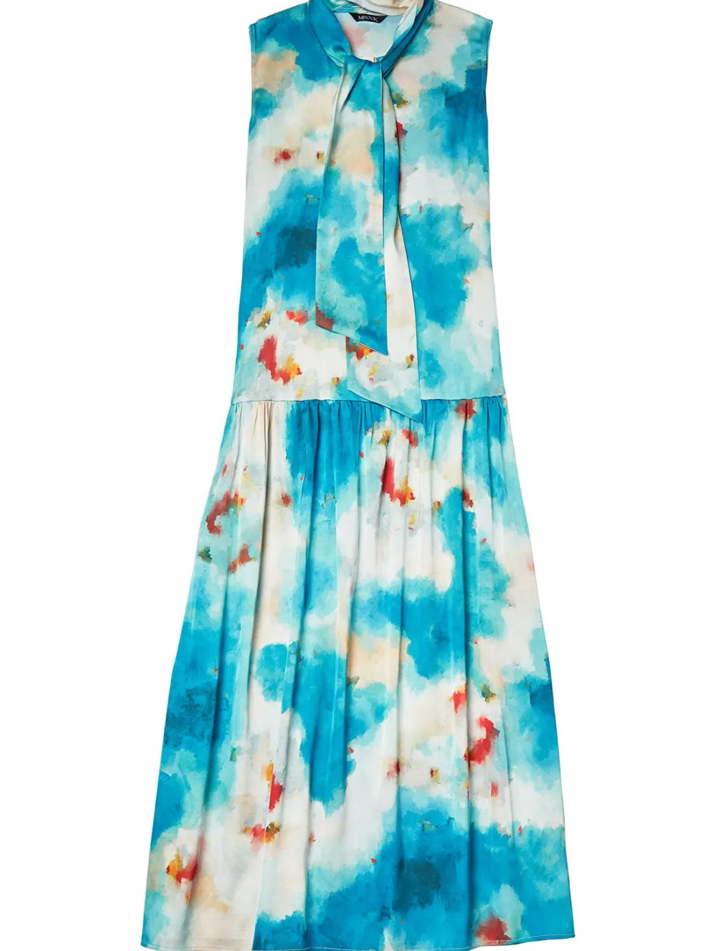 Watercolor Removable Shawl Collar Crepe Maxi Dress|Misook Clearance