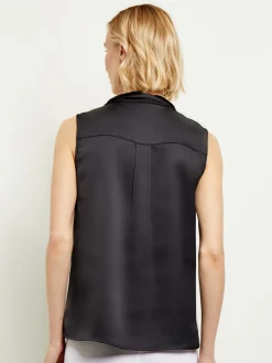 Waterfall Ruffle Crepe de Chine Blouse|Misook Outlet