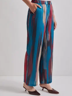 Zipper Fly Brushtroke Woven Wide Leg Pant|Misook Fashion