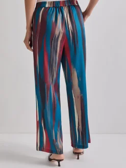 Zipper Fly Brushtroke Woven Wide Leg Pant|Misook Fashion
