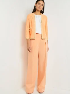 Zipper Fly Wide Leg Pants - Faux Cupro Silk|Misook Fashion